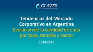 1
Tendencias del Mercado
Corporativo en Argentina
Evolucion de la cantidad de cuits
por zona, tamaño y sector
2018-2021
 