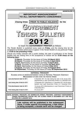 Issue Tender Tender bulletin 04 05-2012 | PDF