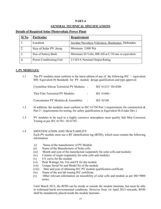 Tender document for solar in Dehradun, Uttarakhand | PDF