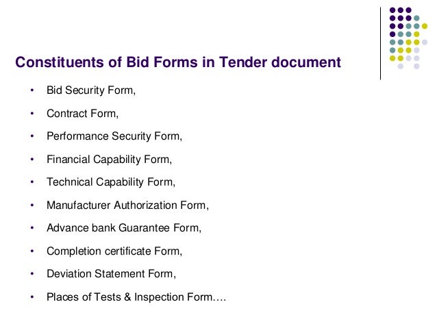 tendering process bid evaluation award process bid contract form