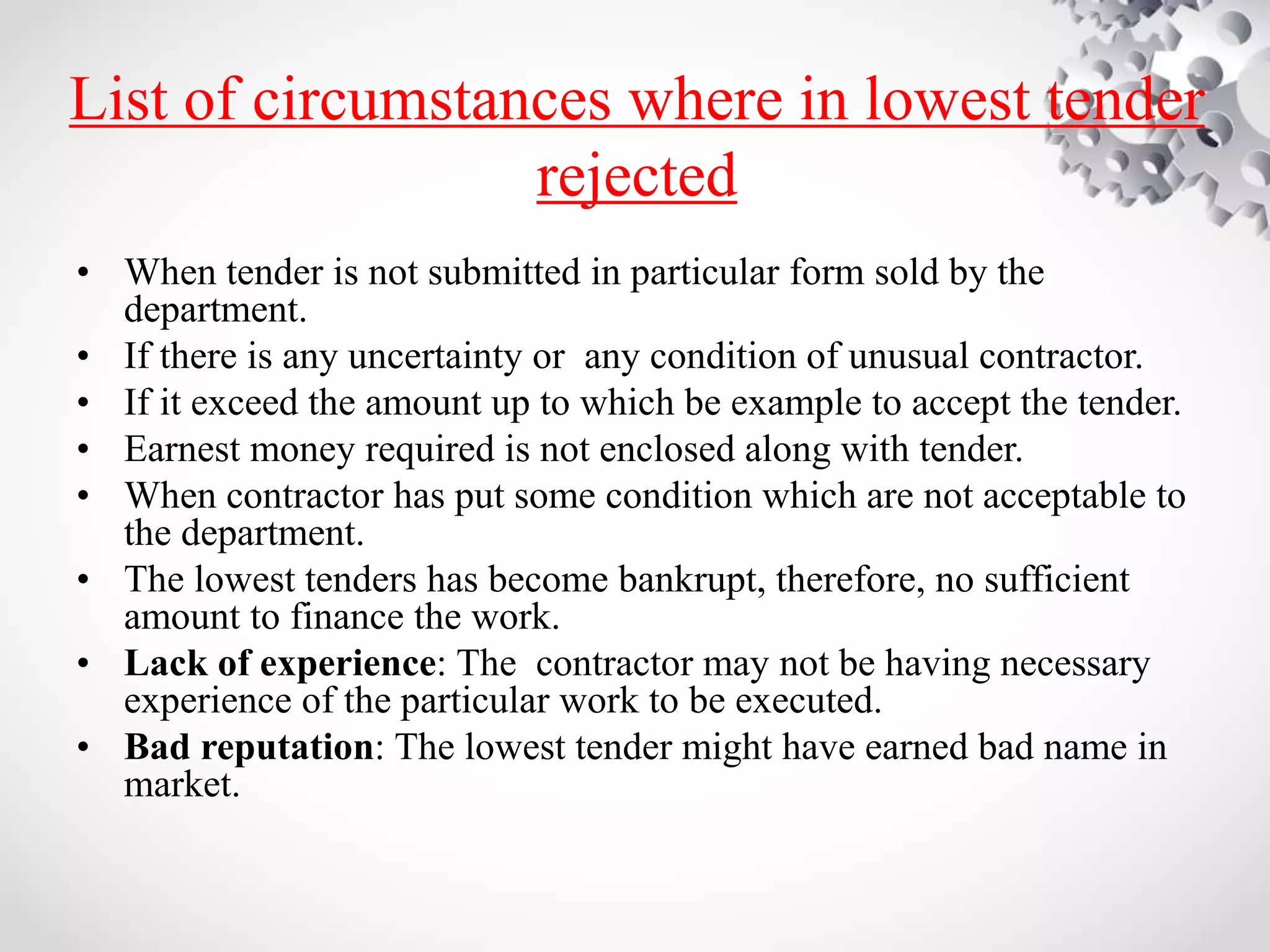 Tenders and procedure of tendering | PPTX