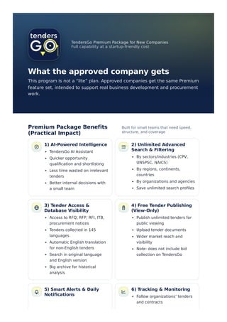 TendersGo Startup Support Program: Premium Tender Intelligence for New ...