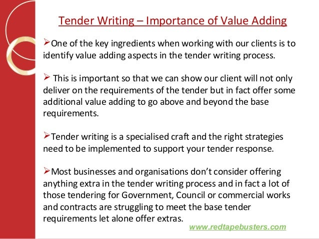 Tender Writing – Importance of Value Adding