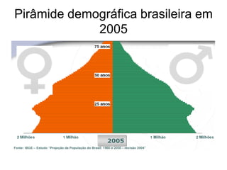 Pirâmide demográfica brasileira em
             2005
 