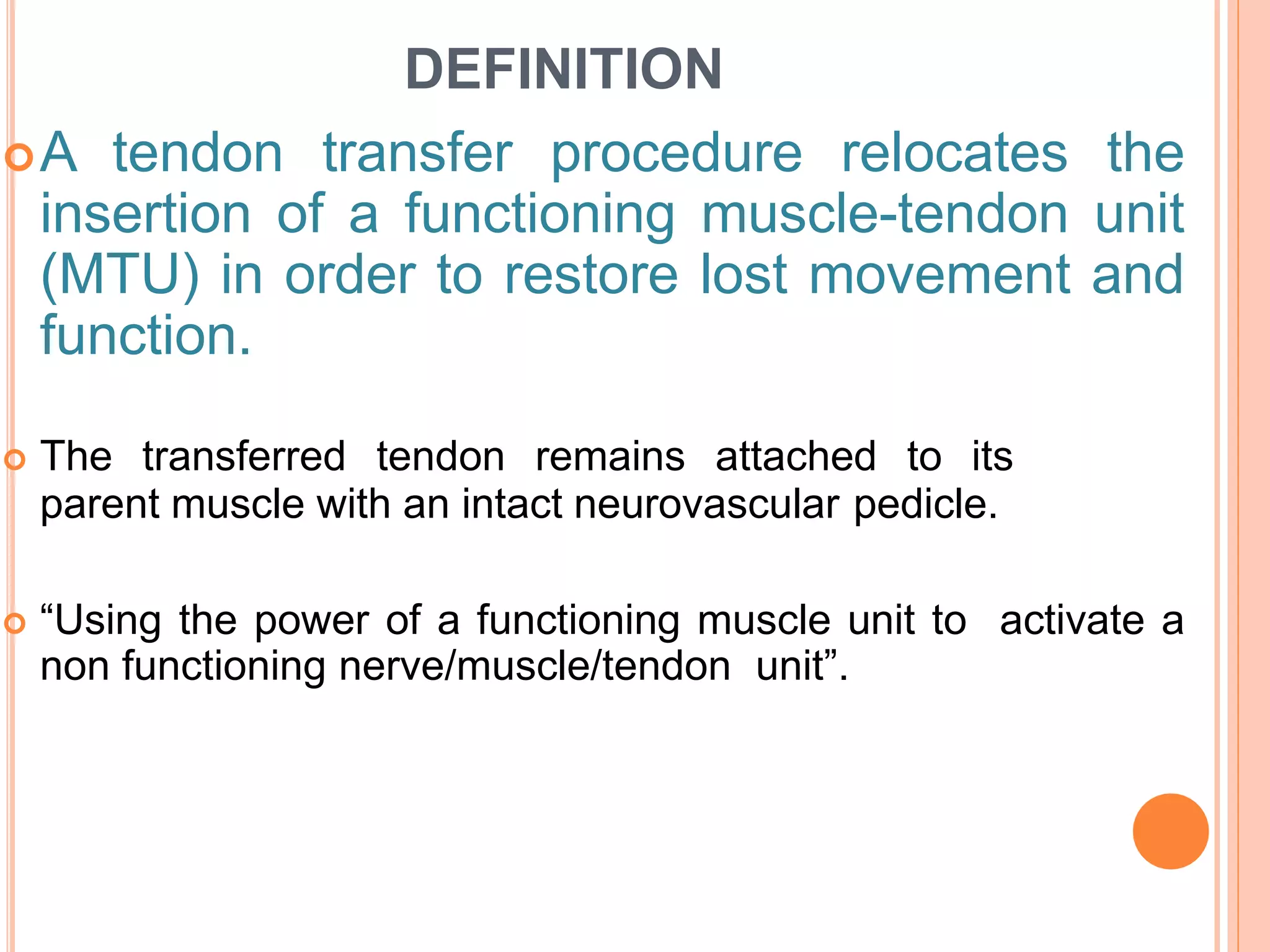 Tendon tranfer