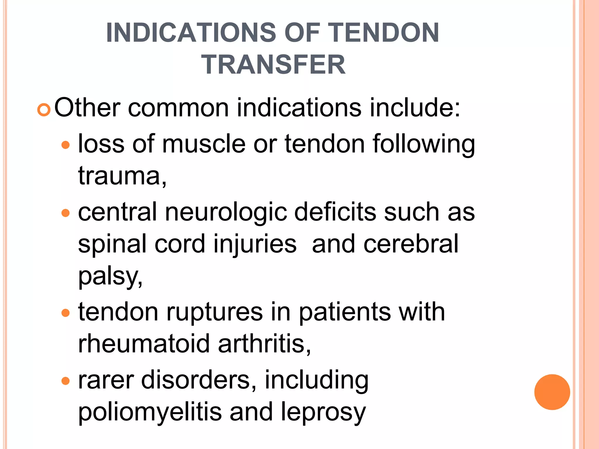 Tendon tranfer