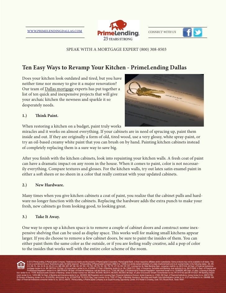 Ten Easy Ways To Revamp Your Kitchen Prime Lending Dallas