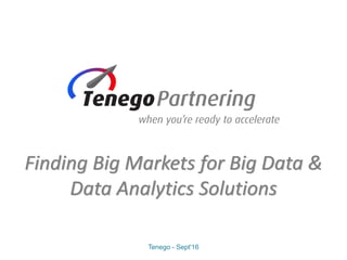 Finding Big Markets for Big Data &
Data Analytics Solutions
Tenego - Sept'16
 
