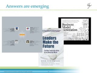 Answers are emerging

 • Scenario planning
 • Business canvas




2012 Center for Creative Leadership. All rights reserved.   14
 