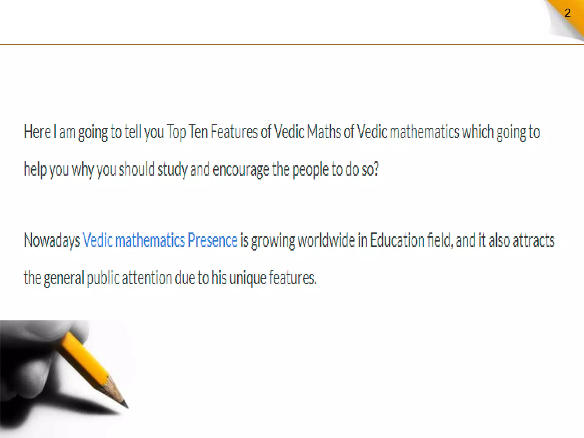 Ten features of vedic maths | PPT