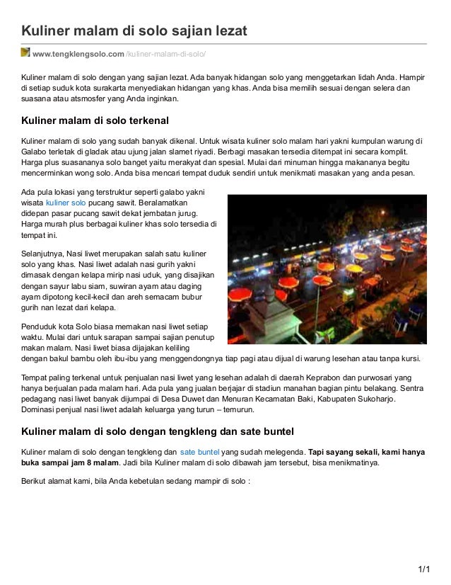 Tengklengsolo Com Kuliner Malam Di Solo Sajian Lezat Tengklengsolo Com Kuliner Malam Di Solo Sajian Lezat