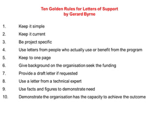 Ten golden rules of letters of support