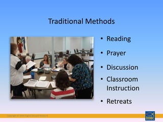 Copyright © 2018 Digital Disciple Network
• Reading
• Prayer
• Discussion
• Classroom
Instruction
• Retreats
Traditional Methods
 