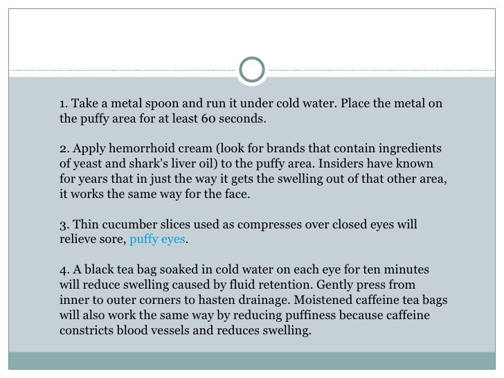 hemorrhoid cream used for puffy eyes
