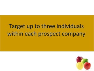 Target up to three individuals
within each prospect company
 