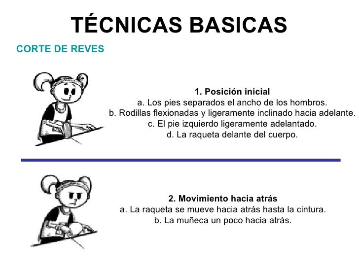 TÉCNICAS BASICAS CORTE DE REVES 1. Posición inicial a. Los pies separados el ancho de los hombros. b. Rodillas flexionadas...