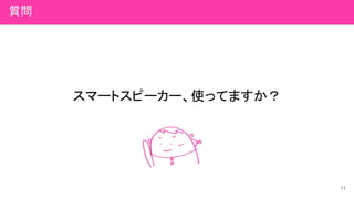 スマートスピーカー、使ってますか？
11
質問
 