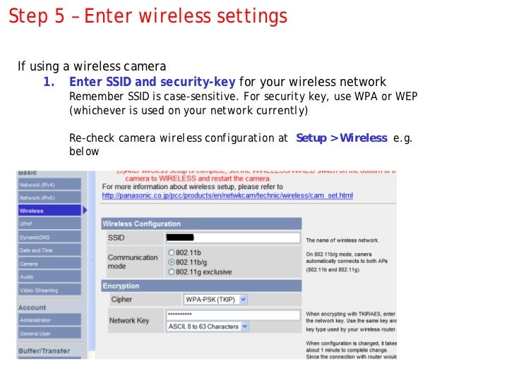 How to setup a Panasonic IP camera … with screenshots