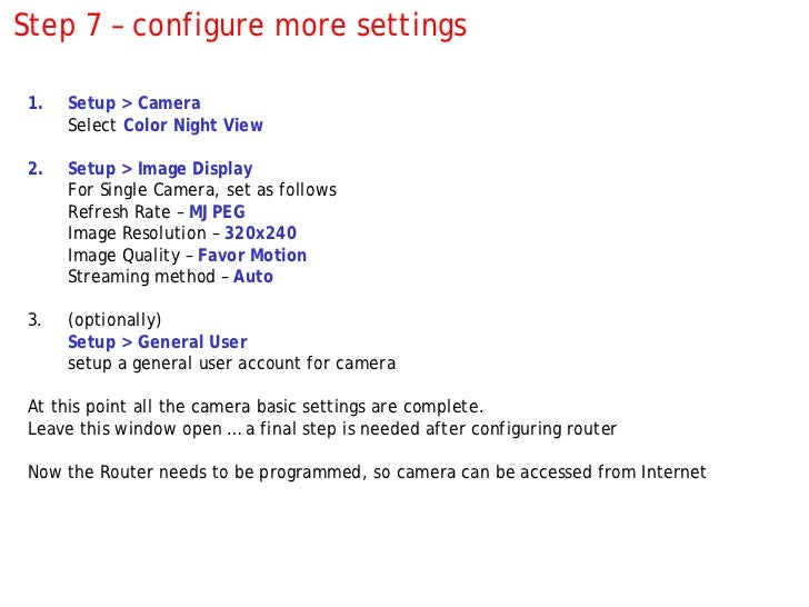 How to setup a Panasonic IP camera … with screenshots