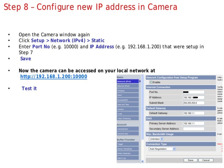 How to setup a Panasonic IP camera … with screenshots