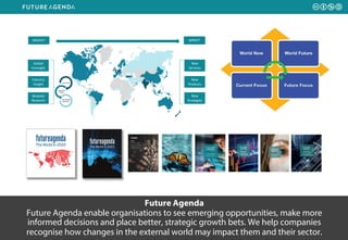 Future Agenda
Future Agenda enable organisations to see emerging opportunities, make more
informed decisions and place bet...