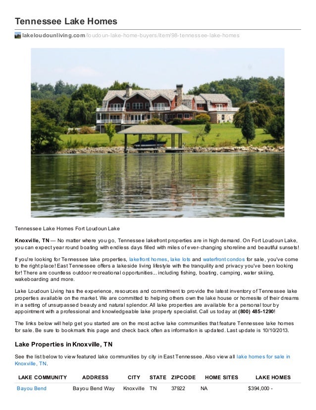 Tennessee Lake Homes