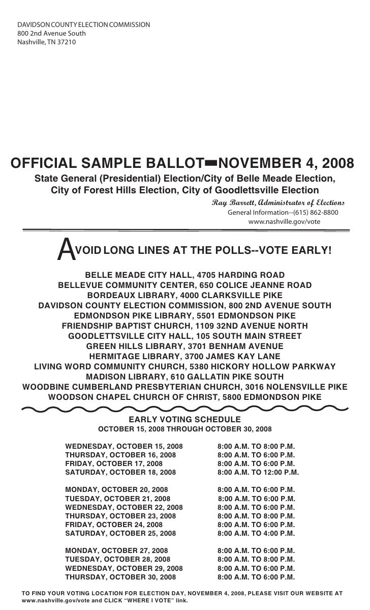 Tennessee Ballot