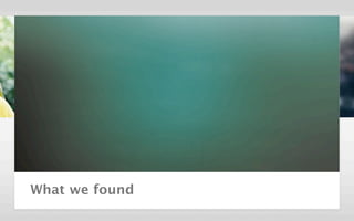 What we found
 