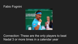 Fabio Fognini
Connection: These are the only players to beat
Nadal 3 or more times in a calendar year
 
