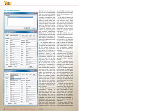 44 TELE-audiovision International — The World‘s Largest Digital TV Trade Magazine — 03-04/2013 — www.TELE-audiovision.com
Scan checks out in the spec-
trum all of the transponders
that were found and displays
the individual reception pa-
rameters in the graphic. That
happens very quickly – faster
than any other signal ana-
lyzer that we know of. Even
more impressive is the speed
when the “Blindscan2” option
is activated. In this case the
CrazyScan Blindscan algo-
rithm is not used; instead it’s
the hardware implemented
Blindscan in the tuner. And
it’s here where the TBS 6991
shines with its high speed. All
the reception parameters of
the current satellite are listed
in record time.
The displayed graphic can
be exported in PNG picture
format, PDF document format
or SVG browser format. Un-
fortunately, the transponder
list cannot be exported in
INI format for normal TV ap-
plications. Sooner or later
the author of CrazyScan will
undoubtedly implement this
but it’s really not all that
important since CrazyScan
still has a lot more to offer.
If you double-click with the
mouse on a transponder, a
new window opens in which
the corresponding frequency
is already preset. The colored
key with the alien face acti-
vates the constellation dia-
gram. This has it all; it will
reset the reception param-
eters through the Blindscan
function and then in just a
few seconds the constella-
tion diagram will appear. The
user does not need to set the
modulation, symbolrate, FEC,
etc. Excellent!
If the production of the
constellation diagram is
stopped, the currently ac-
tive transponder can then
be streamed such that it
can be further processed by
TSReader. The result is un-
believable: now we can me-
ticulously analyze the stream
that was just determined
and even display the desired
channel using VLC. This is so
powerful that we simply have
to describe the process again
so that we can believe it our-
selves:
1) You align the antenna to
a desired satellite. Using the
Loop function and a small
span you can optimally align
the antenna with CrazyScan
and the use of the spectrum.
On the other hand, a com-
plex system can be controlled
thanks to cascading DiSEqC
commands.
2) Next initiate the scan
function across the entire fre-
quency range.
3) Continue with the Blinds-
can function. If, for example,
you find a new transponder
that you would not normally
find on this satellite, you need
only double-click on it to see
the constellation diagram
with all of its reception pa-
rameters.
4) Lastly the transponder is
streamed directly to TSRead-
er where you can then see a
multitude of information re-
garding the PIDs in the tran-
sponder.
5) From TSReader you can
further stream the desired
channel to VLC so that it can
be displayed.
It is our opinion that even
professionals will appreciate
this solution; we as DXers
are very impressed and can
now understand how some
other DXers manage to find
new feeds (and before us no
less!). But we didn’t even tell
you the best part yet! Crazy-
Scan is free!
TSReader has been around
for some time now and its
programmer Rod Hewitt was
introduced in the TELE-sat-
ellite 06-07-08/2012 issue.
This program is a transport
stream analyzer. The vari-
ous sources for the transport
stream can be incorporated
including BDA-compatible TV
cards as is the case with all
TBS cards.
In our last test of TBS DVB-
C cards (TBS 5680 and TBS
6618) we thoroughly checked
The TBS with TBSVHID
 