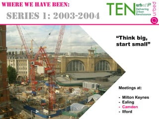 Series 1: 2003-2004
Meetings at:
- Milton Keynes
- Ealing
- Camden
- Ilford
“Think big,
start small”
WHERE WE HAVE BEEN:
 