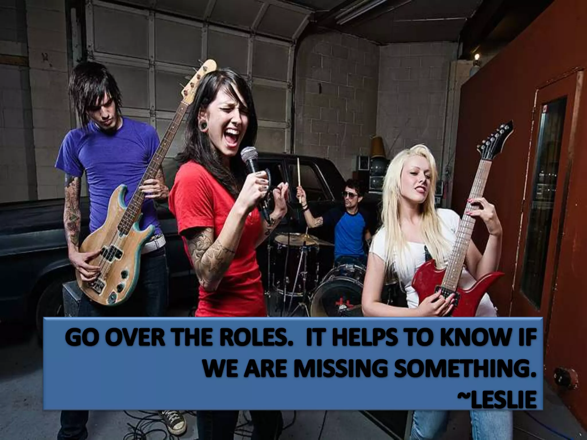 Go over the roles.  It helps to know if we are missing something.~Leslie