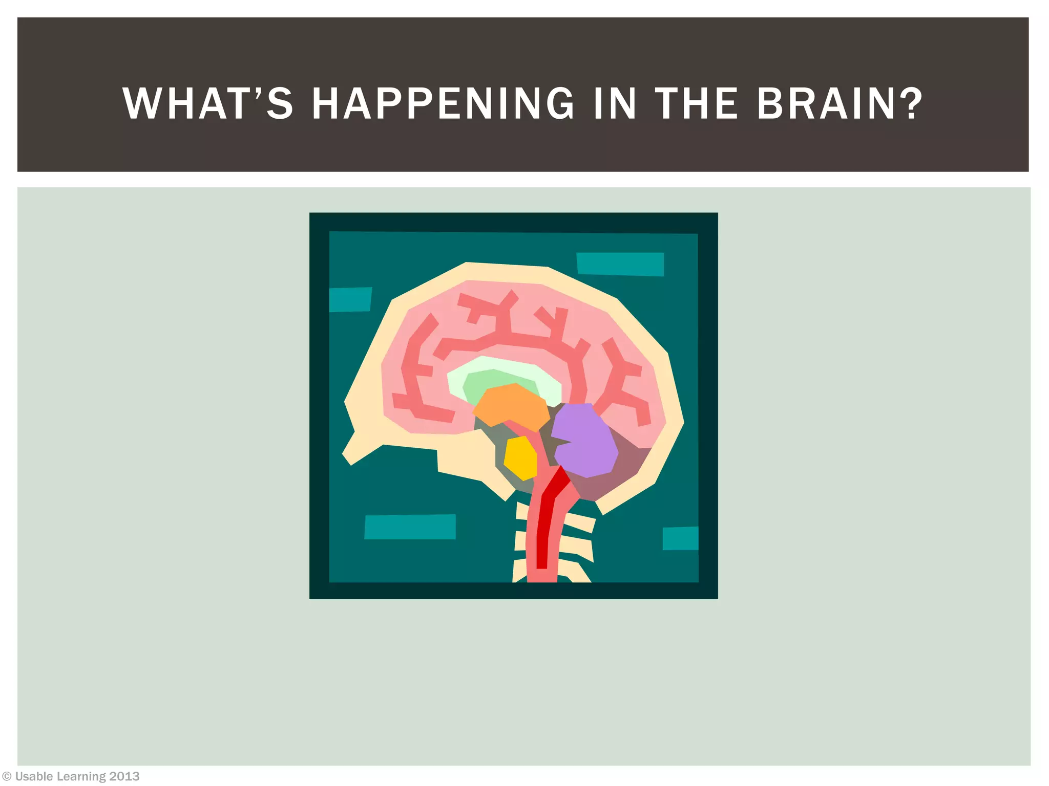© Usable Learning 2013
WHAT’S HAPPENING IN THE BRAIN?
 