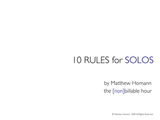 Ten Rules For Solos by Matthew Homann