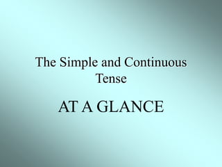The Simple and Continuous
Tense
AT A GLANCE
 