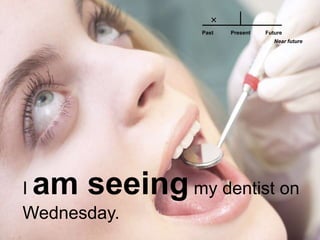 Near futurePastFuturePresentI am seeing my dentist on Wednesday.