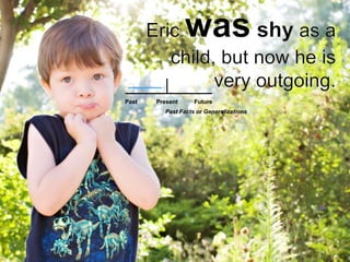 Eric wasshy as a child, but now he is very outgoing. PastFuturePresentPast Facts or Generalizations