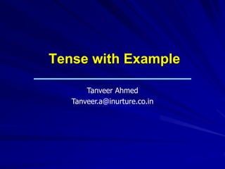 Tense with Example
Tanveer Ahmed
Tanveer.a@inurture.co.in
 
