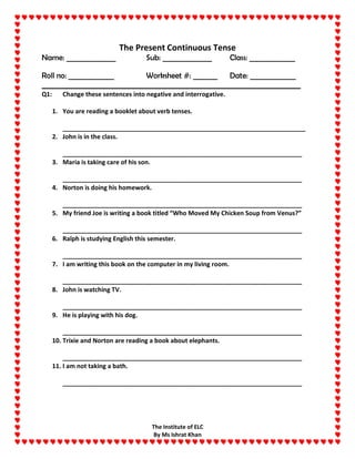 Tenses practice pack for junior classes | PDF