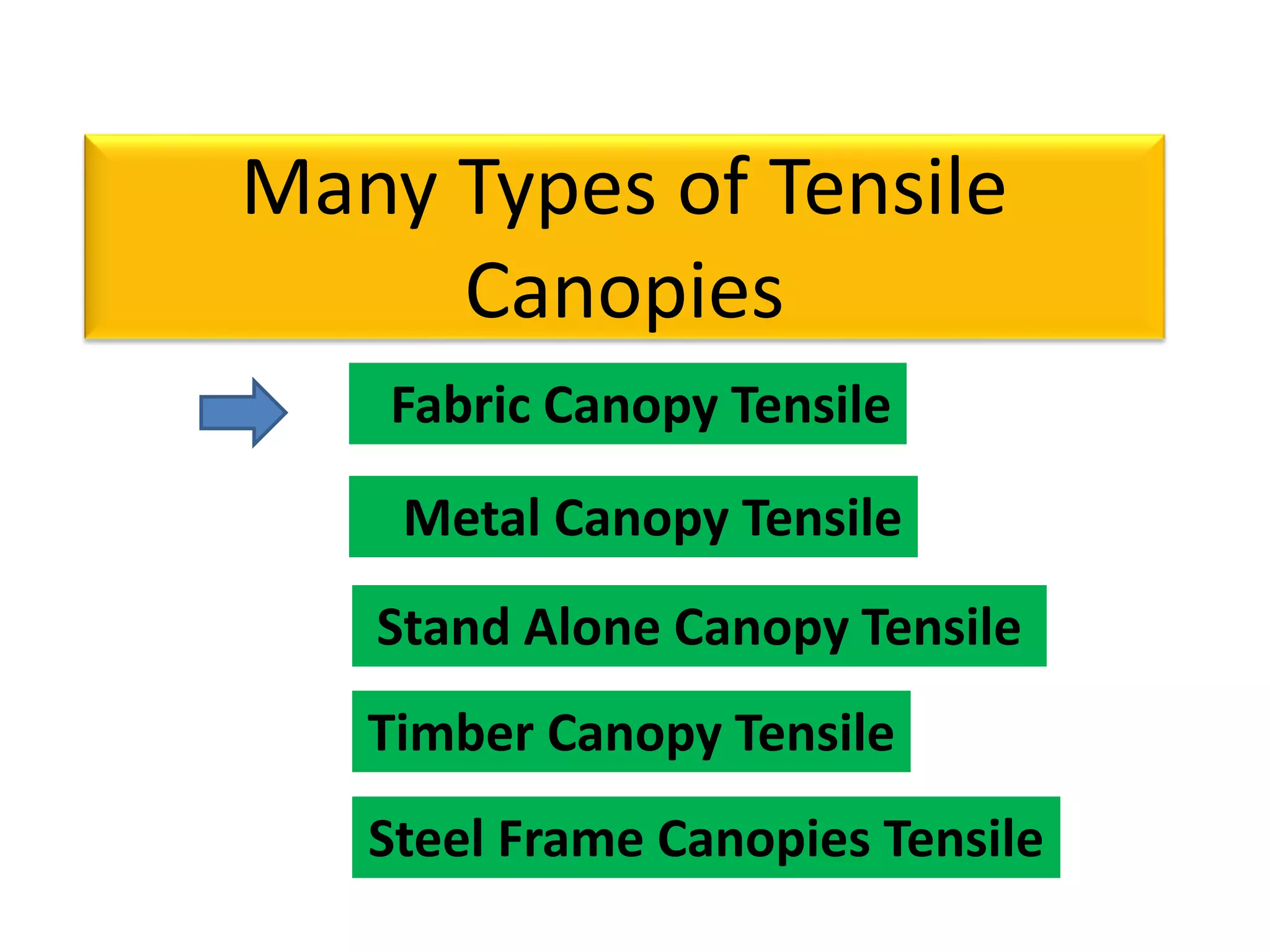 Stand Alone Canopy Tensile
Metal Canopy Tensile
Many Types of Tensile
Canopies
Fabric Canopy Tensile
Timber Canopy Tensile
Steel Frame Canopies Tensile
 