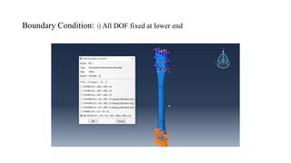 Boundary Condition: i) All DOF fixed at lower end
 