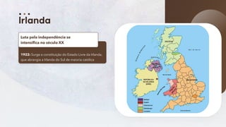 9
1922: Surge a constituição do Estado Livre da Irlanda,
que abrangia a Irlanda do Sul de maioria católica
Luta pela independência se
intensifica no século XX
 