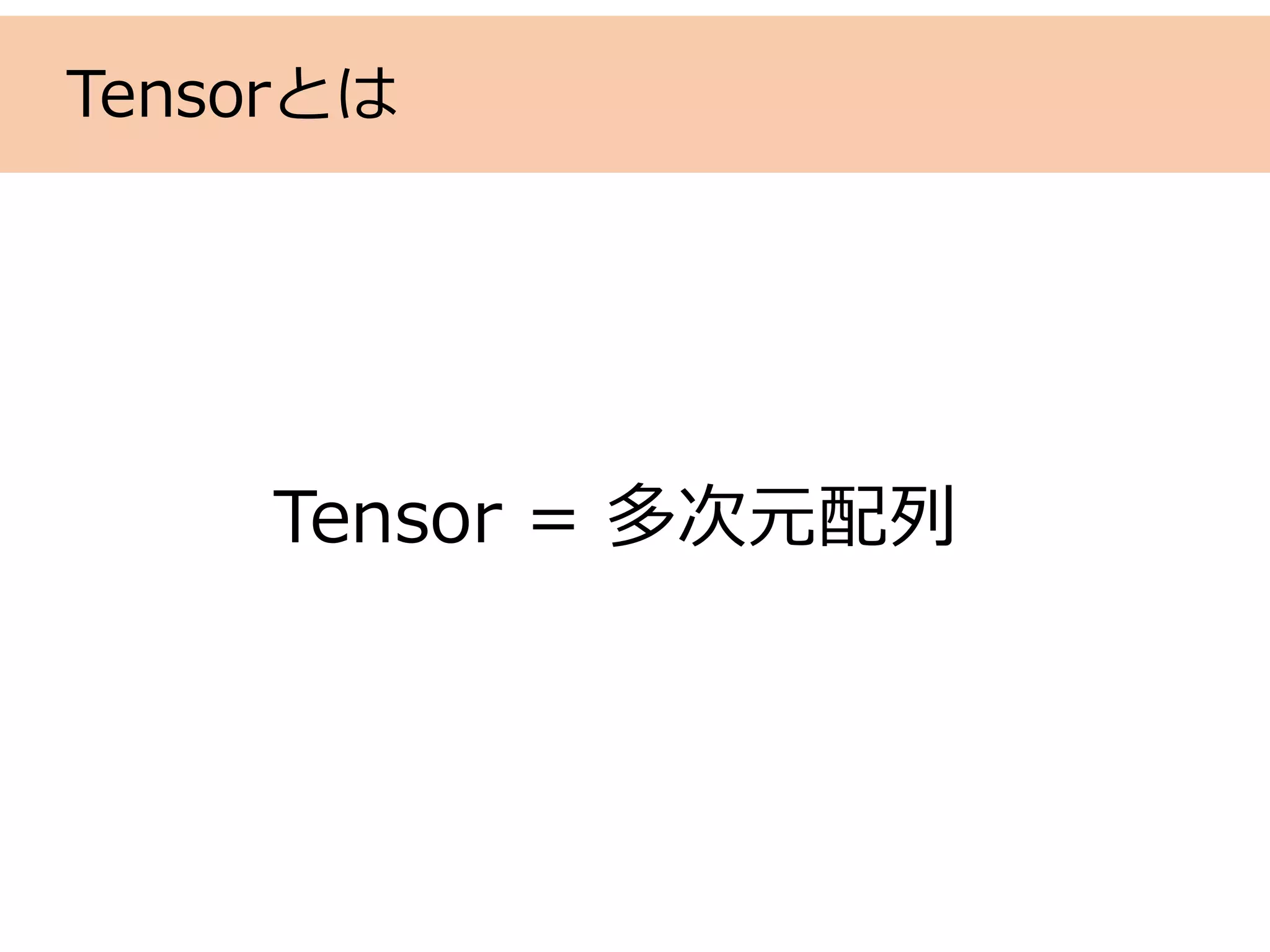 Tensorとは
Tensor = 多次元配列
 