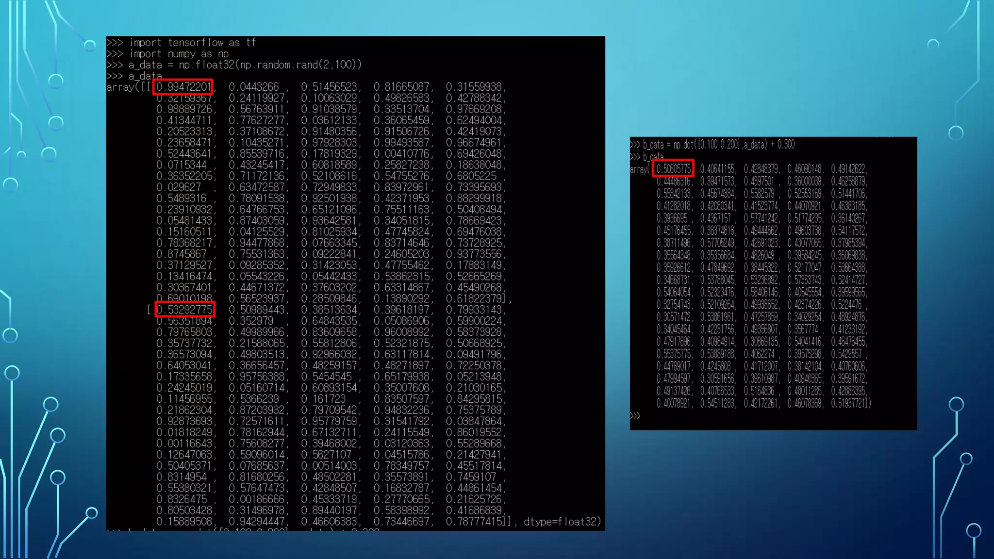 Contents
• TensorFlow 개념
•Tensor, Variable
• Computational Graph
• Why Graph?
• Supervised Learning
• Classifier
• Multi-Classifier
 
