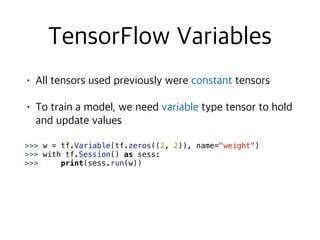  
>>> w = tf.Variable(tf.zeros((2, 2)), name="weight")
>>> with tf.Session() as sess:
>>> print(sess.run(w))
 