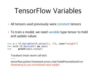  
>>> w = tf.Variable(tf.zeros((2, 2)), name="weight")
>>> with tf.Session() as sess:
>>> print(sess.run(w))
 