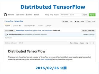 2016/02/26 公開
Distributed TensorFlow
 
