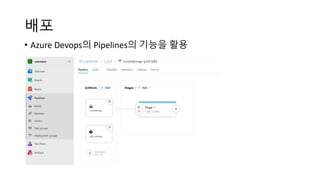 배포
• Azure Devops의 Pipelines의 기능을 활용
 