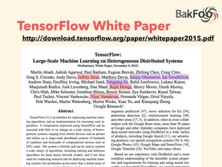 インストール
• 最初のリリースは動作環境も生焼け…
• Python2.7でないと動かない
• GPU: CUDA7.0 (7.5は動作しない）
• ProtocolBuffのバージョンでCaffeと衝突するこ
とがある
 