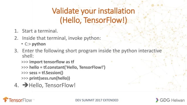 Tensorflow windows installation | PPT